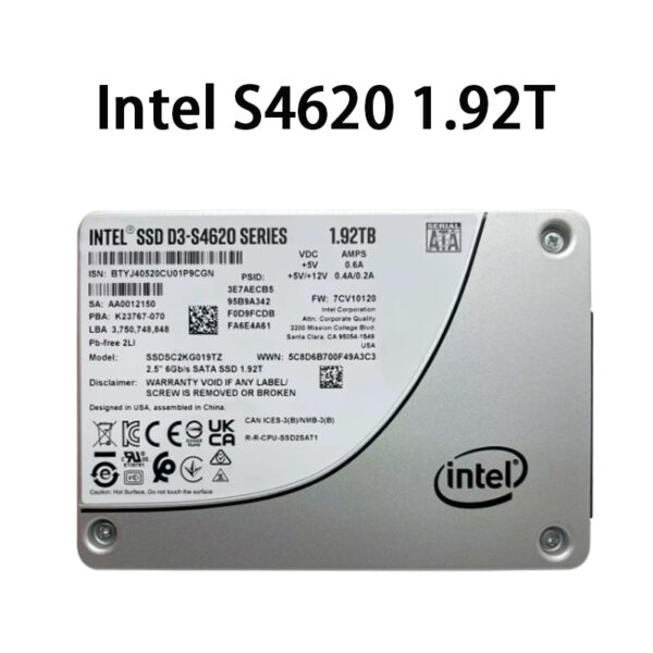 Intel D3 S4620 Series 1.92TB SSD 2.5" SATA 6Gb/s battery health above 95%
