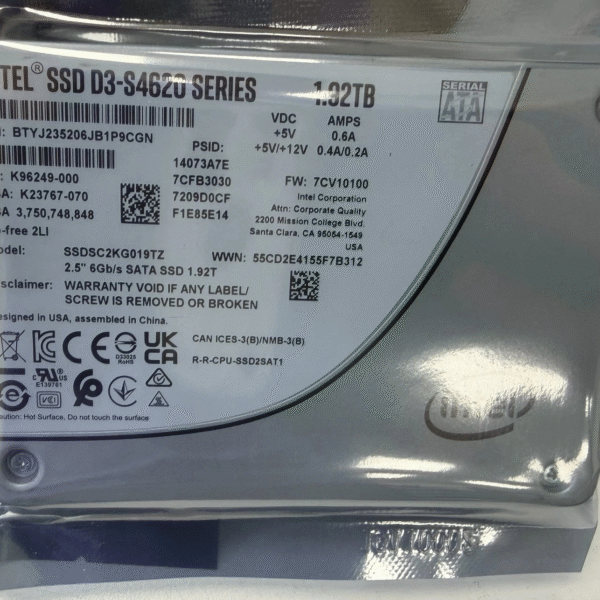 Intel D3 S4620 Series 1.92TB SSD 2.5" SATA 6Gb/s Brand New