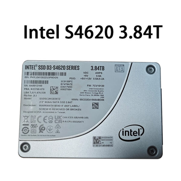 Intel D3 S4620 Series 3.84TB SSD 2.5" SATA 6Gb/s battery health above 95%