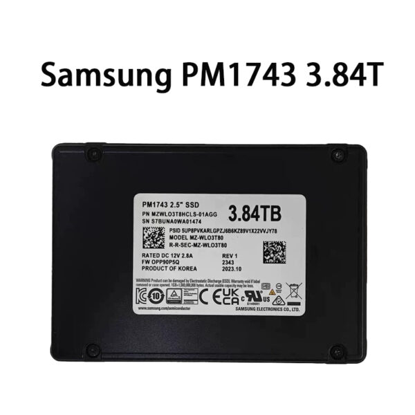 Samsung PM1743 3.84TB 2.5”PCIe 5.0 Gen5 NVMe U.2 SSD Brand‑New