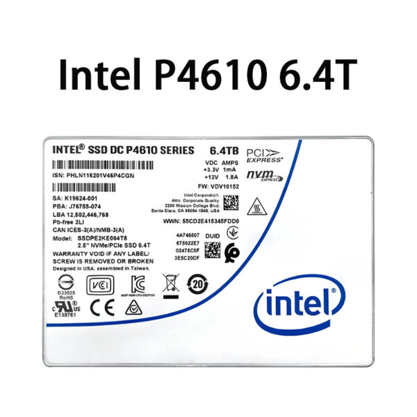 Intel DC P4610 6.4TB NVMe PCIe 3.1 x4 U.2 2.5" Enterprise SSD Second hand