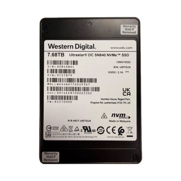 WD Ultrastar DC SN840 7.68TB NVMe U.2 SSD Second‑hand